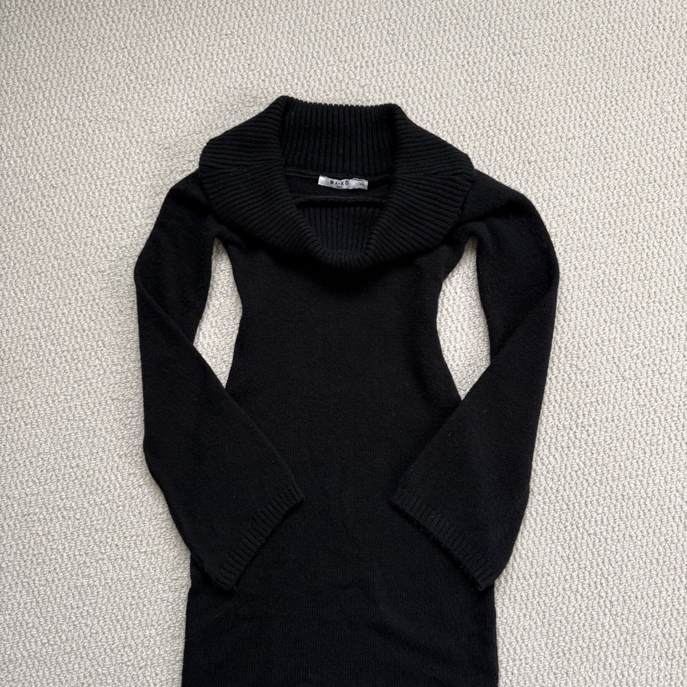 Na-Kd Knitted Fold Over Bell-Sleeve Mini Dress Size XXS - Picture 8 of 11